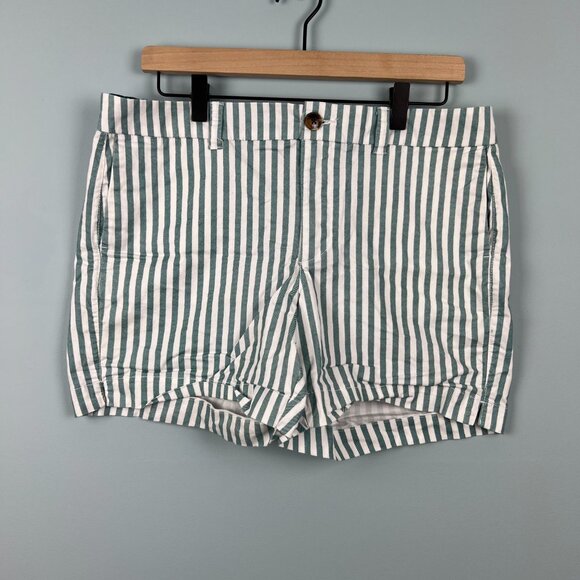 Old Navy Women's 5 Inch Everyday Short Green and White Stripe Size 10 - Picture 2 of 6